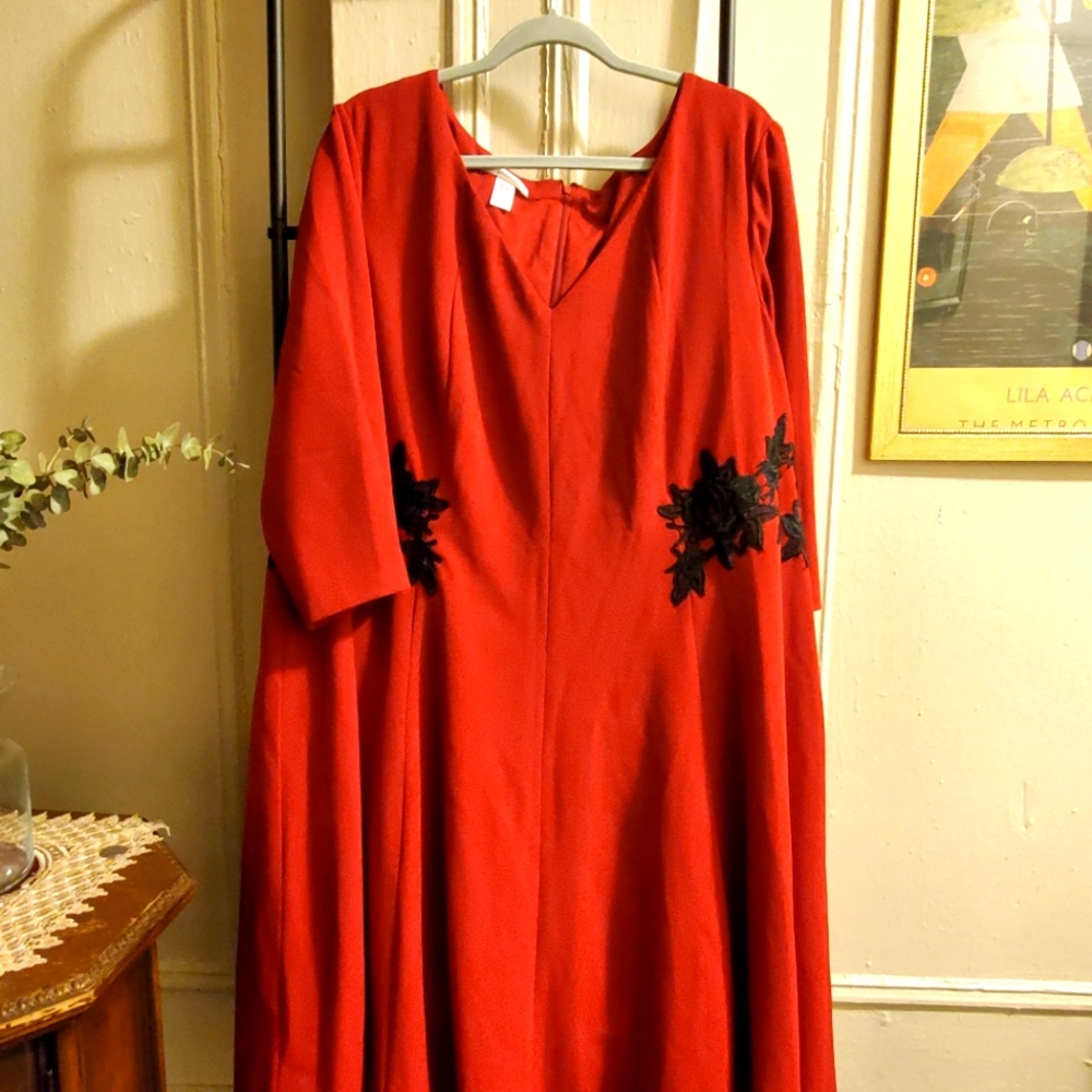 Red flare dress